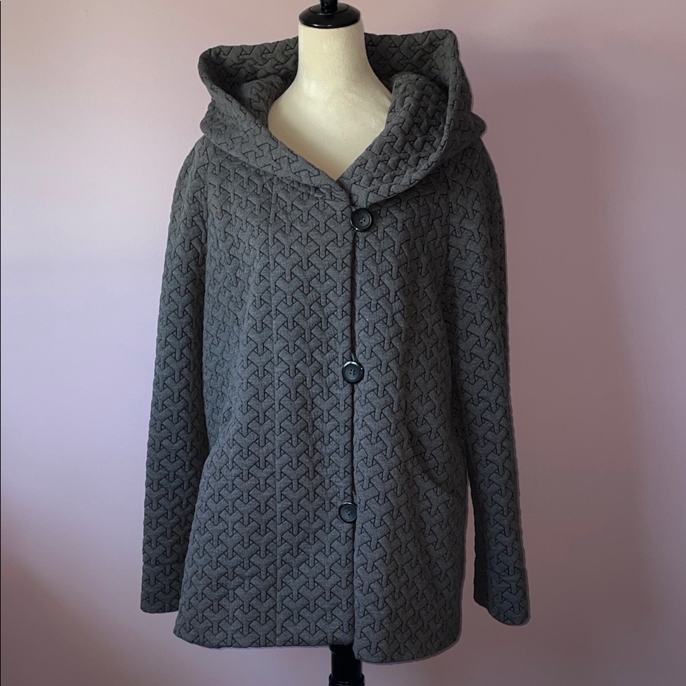 Gallery Gray Textured Cowl Neck Coat